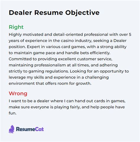 Top 16 Dealer Resume Objective Examples.